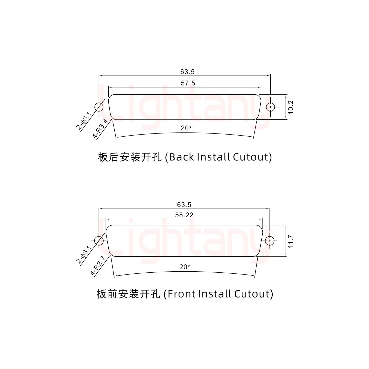 27W2母短體焊線(xiàn)/光孔/大電流20A