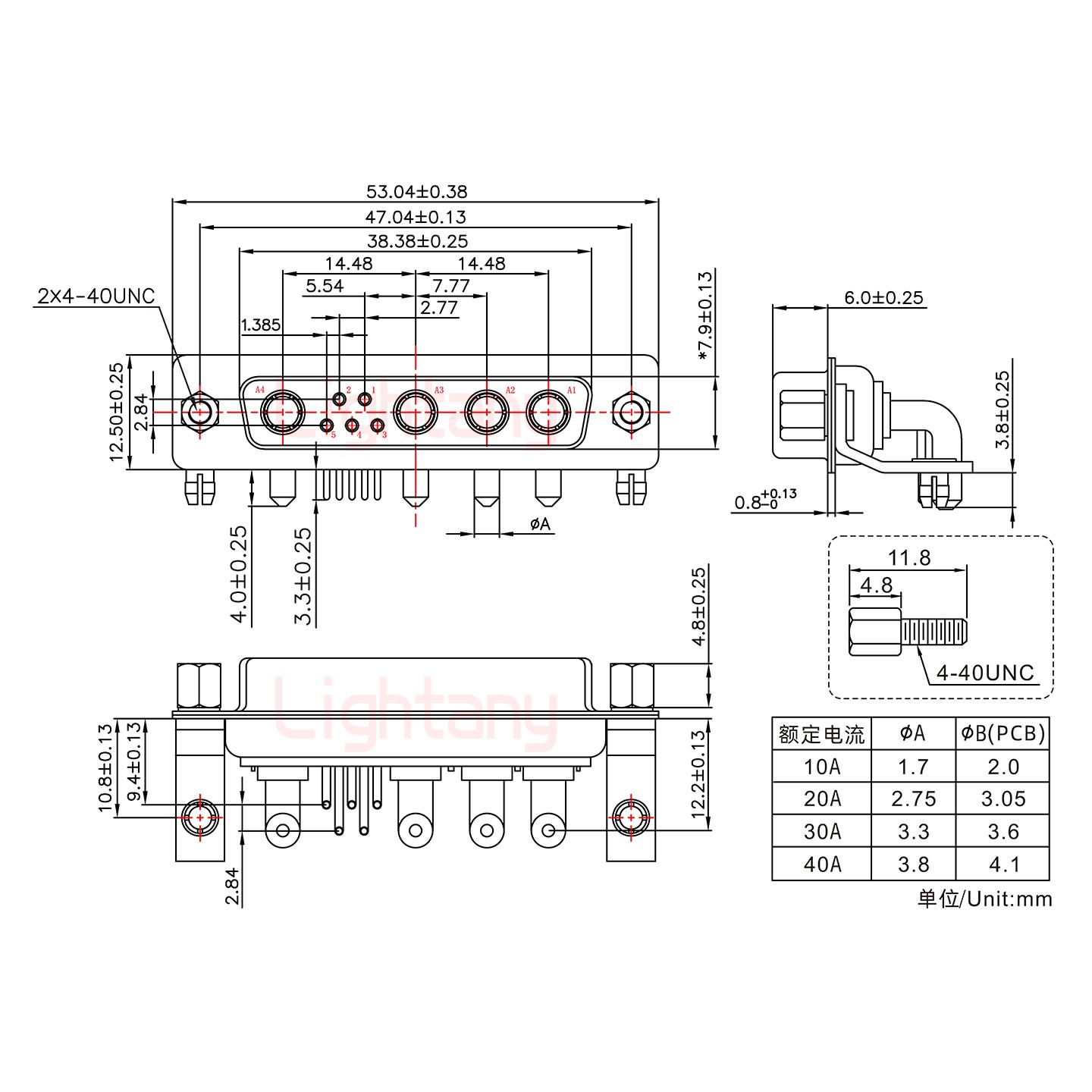 9W4母PCB彎插板/鉚支架10.8/大電流10A