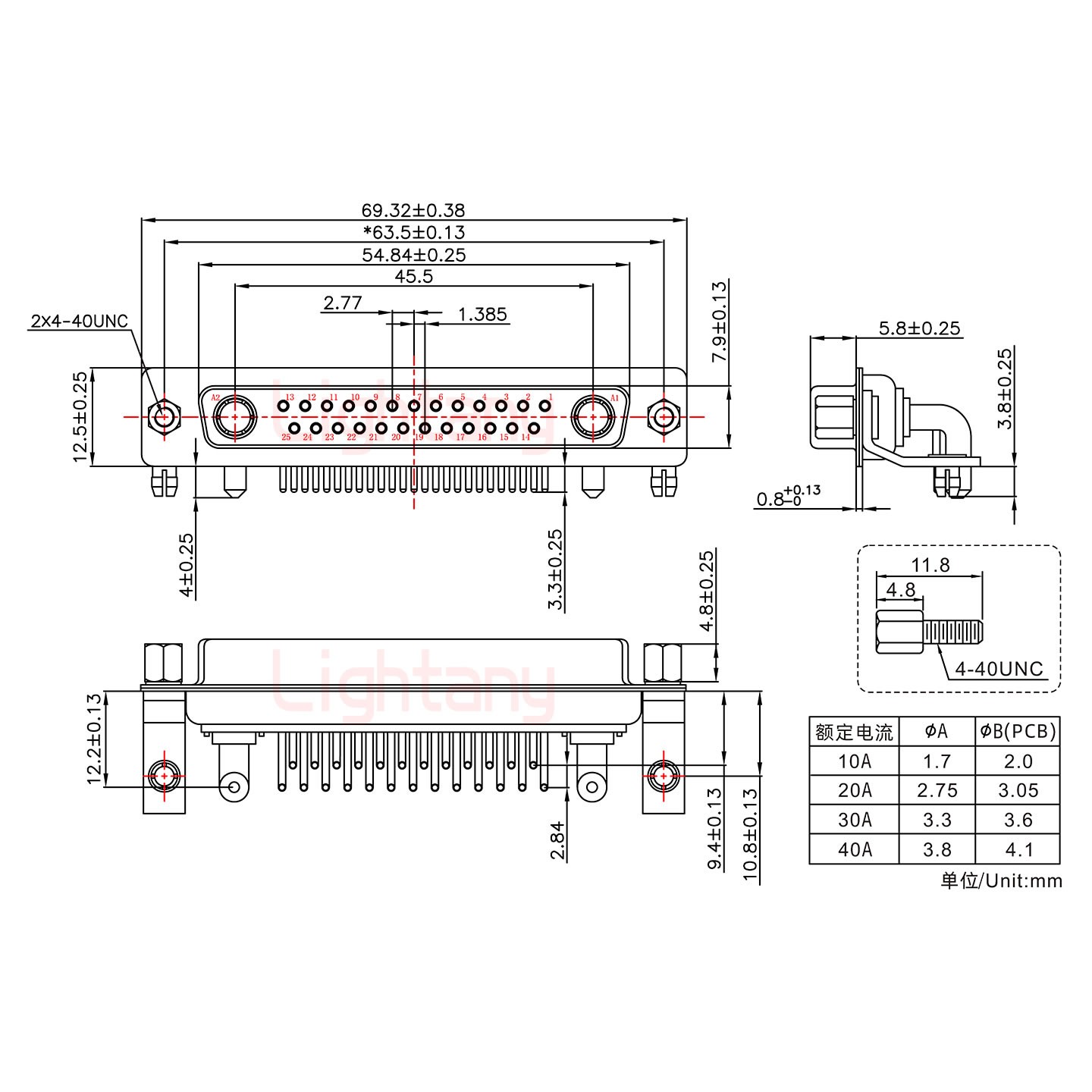 27W2母PCB彎插板/鉚支架10.8/大電流10A