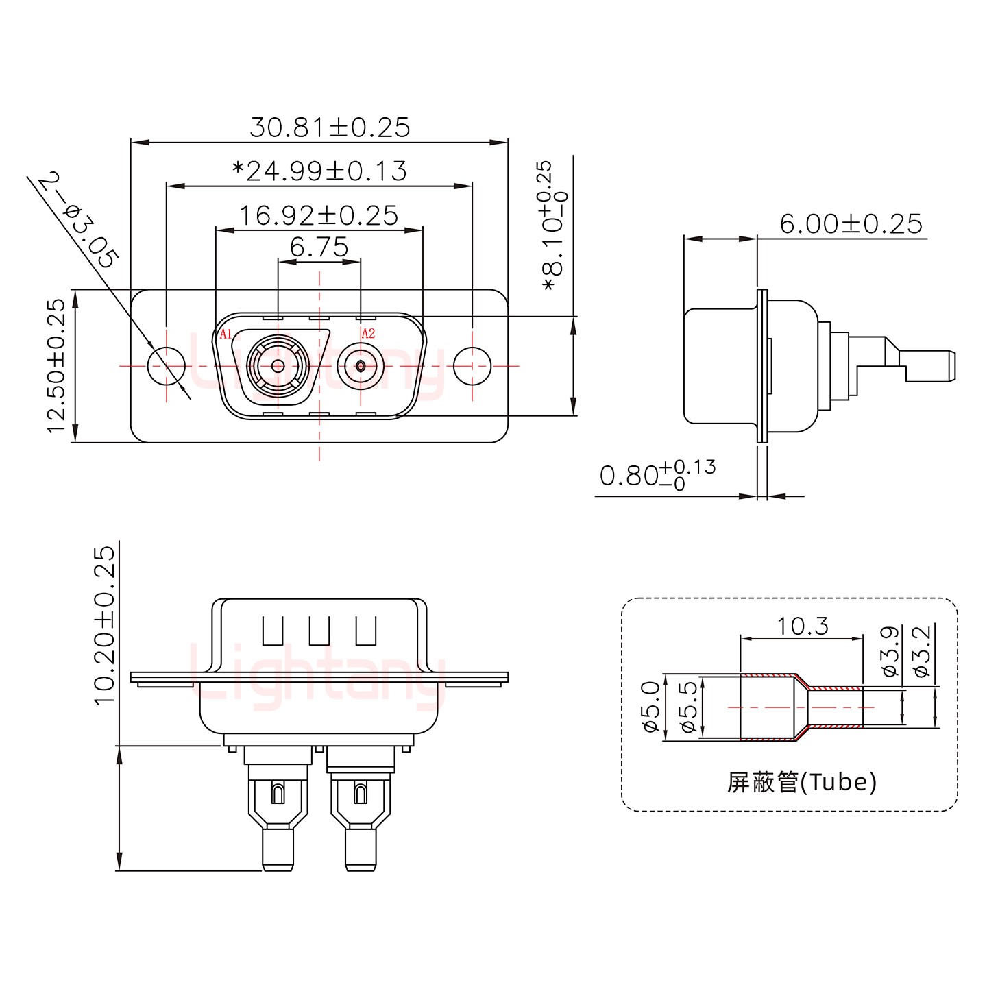 2V2公焊線式/光孔/射頻同軸75歐姆