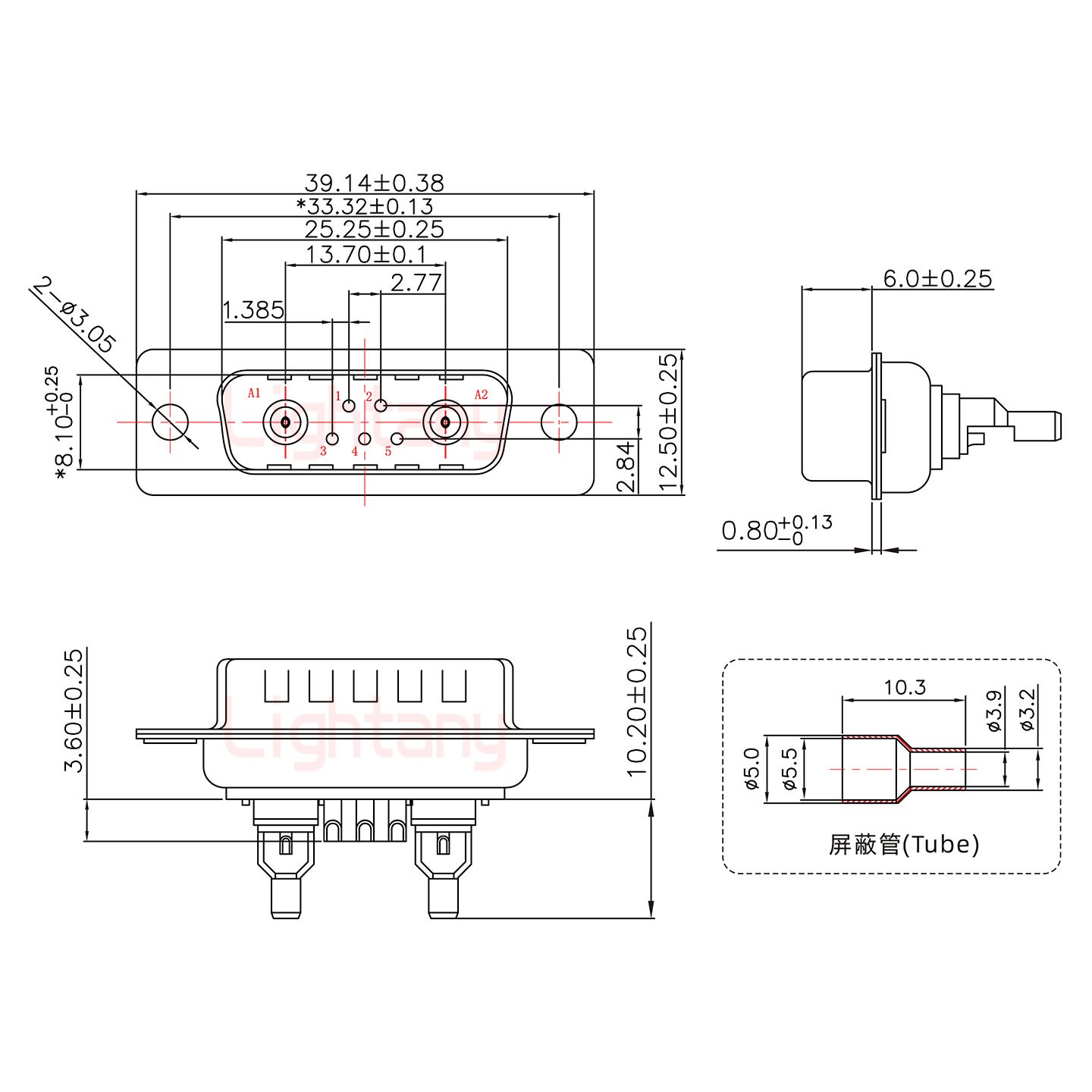 7W2公焊線式/光孔/射頻同軸50歐姆