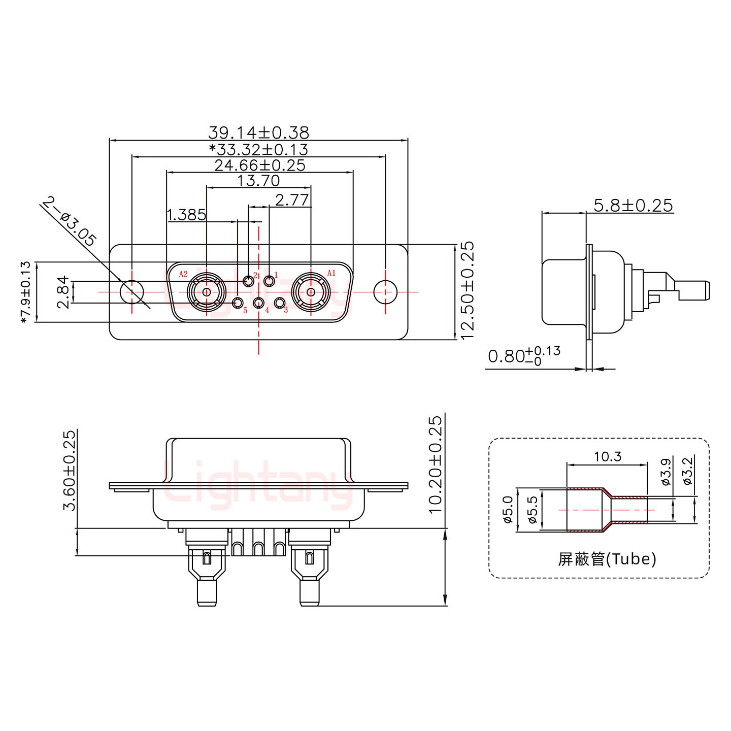 7W2母焊線式/光孔/射頻同軸75歐姆