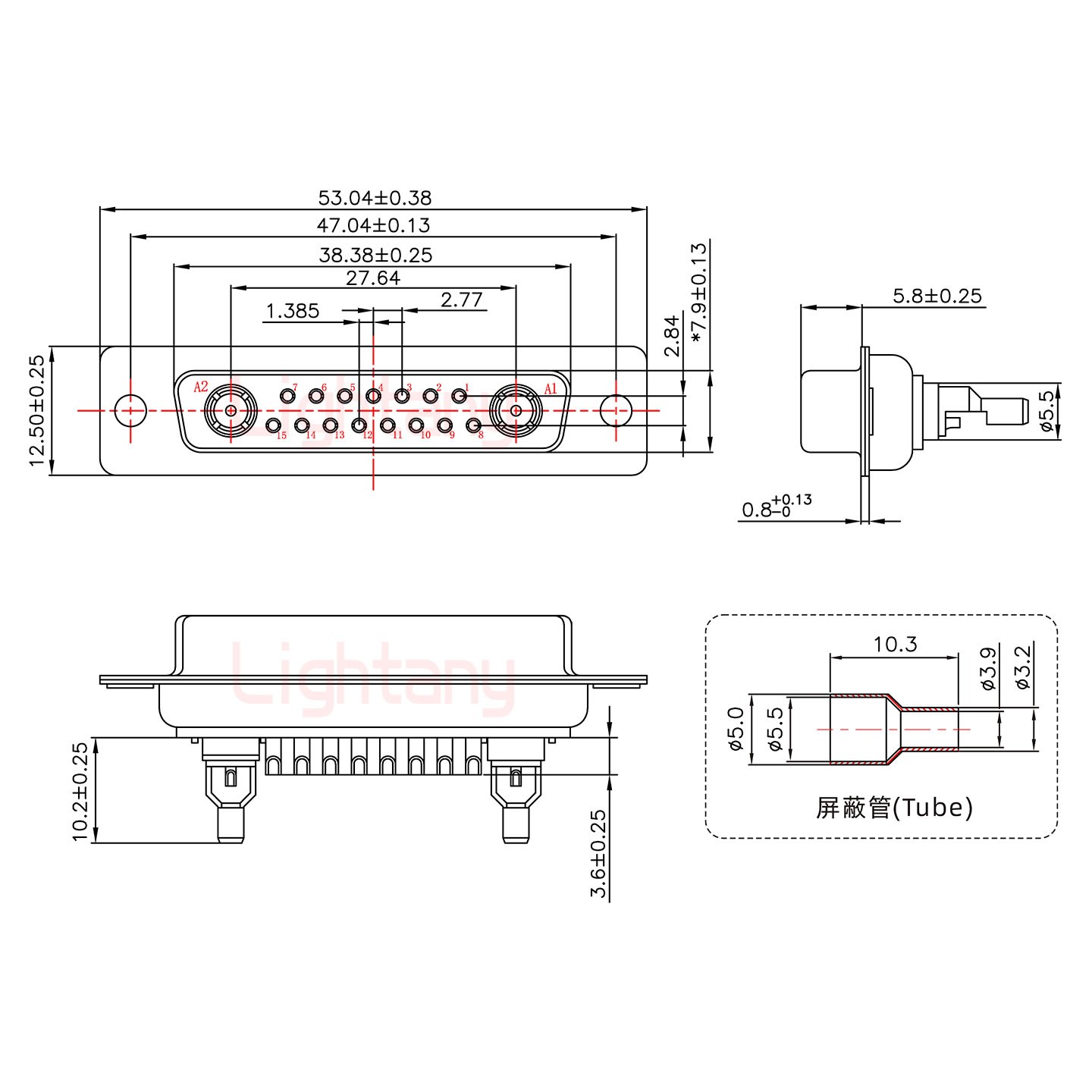 17W2母焊線式/光孔/射頻同軸50歐姆