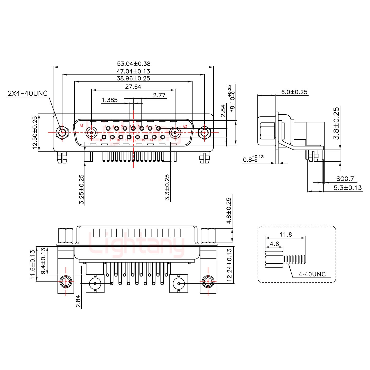 17W2公PCB彎插板/鉚支架11.6/射頻同軸75歐姆