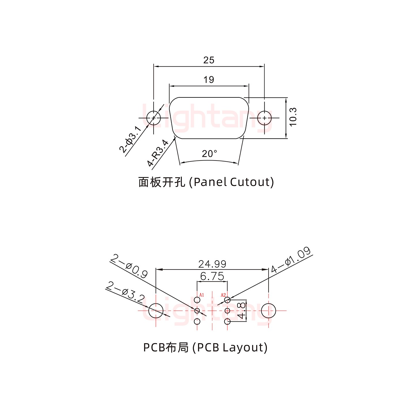 2W2公PCB直插板/鉚魚(yú)叉7.0/射頻同軸50歐姆