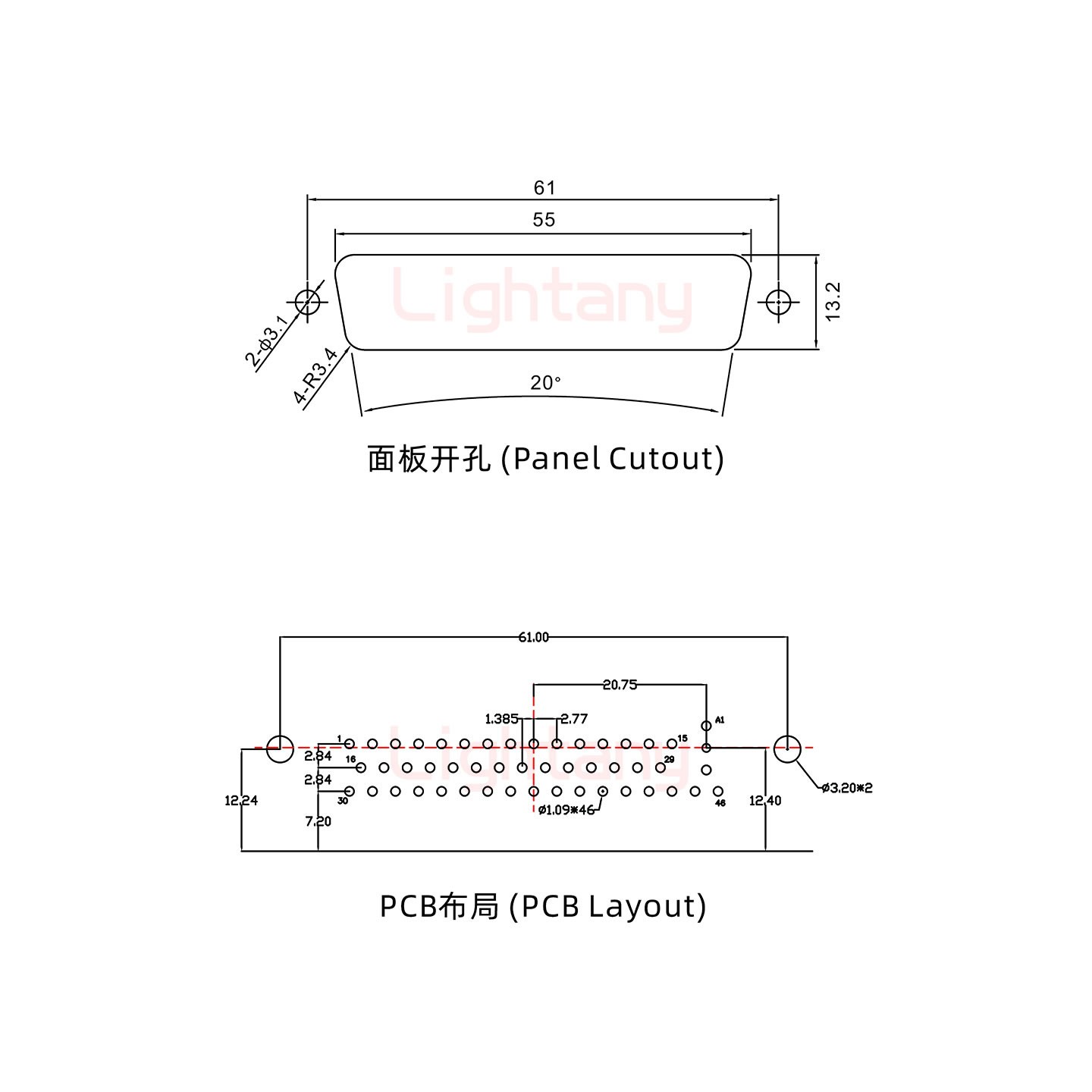 47W1公PCB彎插板/鉚支架12.2/射頻同軸75歐姆