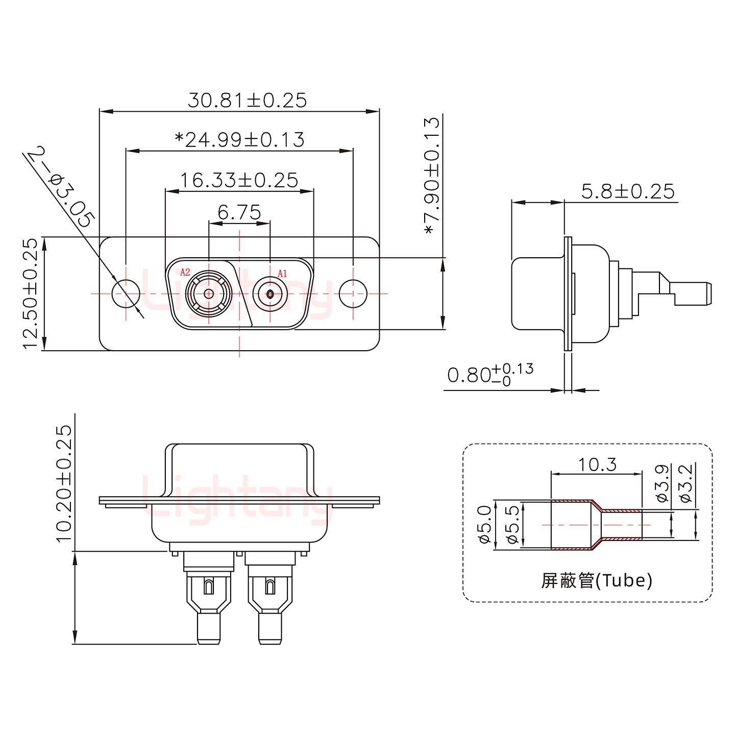 2V2母頭焊線+防水接頭/線徑5~11mm/射頻同軸50歐姆