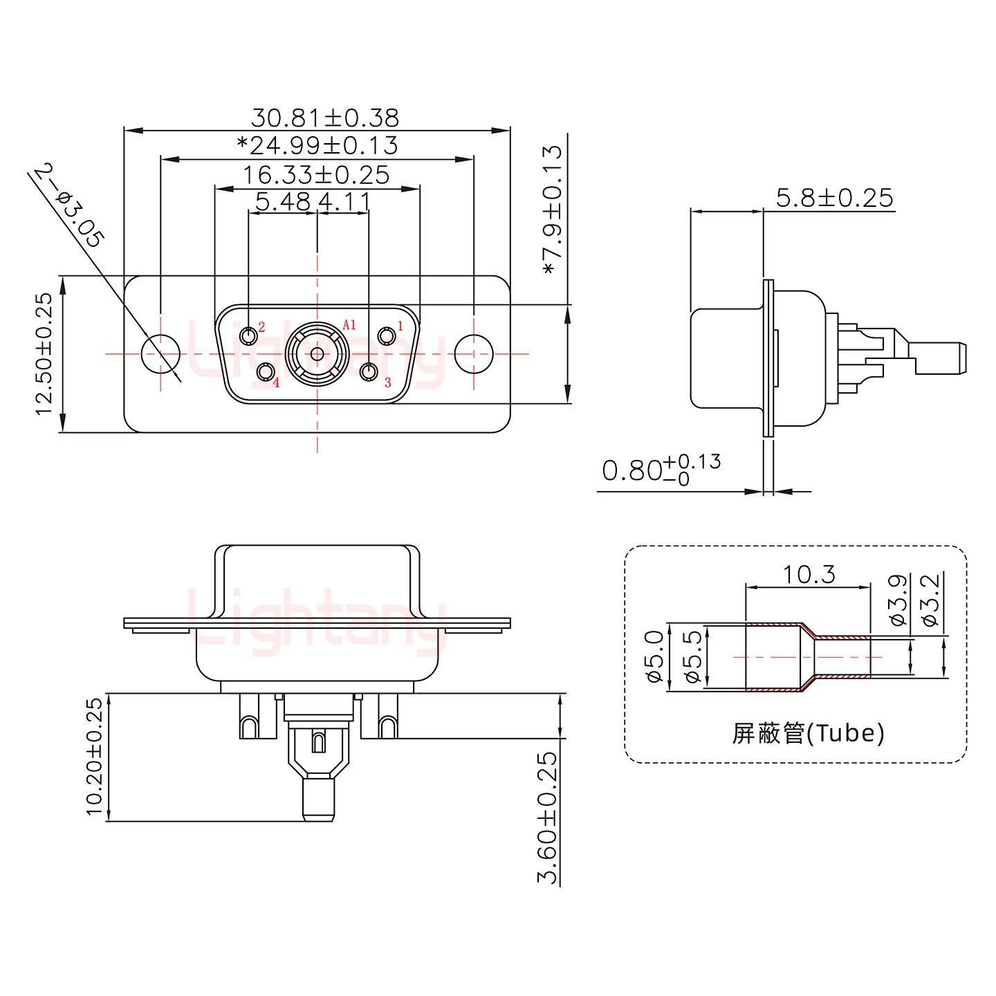 5W1母頭焊線+防水接頭/線徑5~11mm/射頻同軸75歐姆