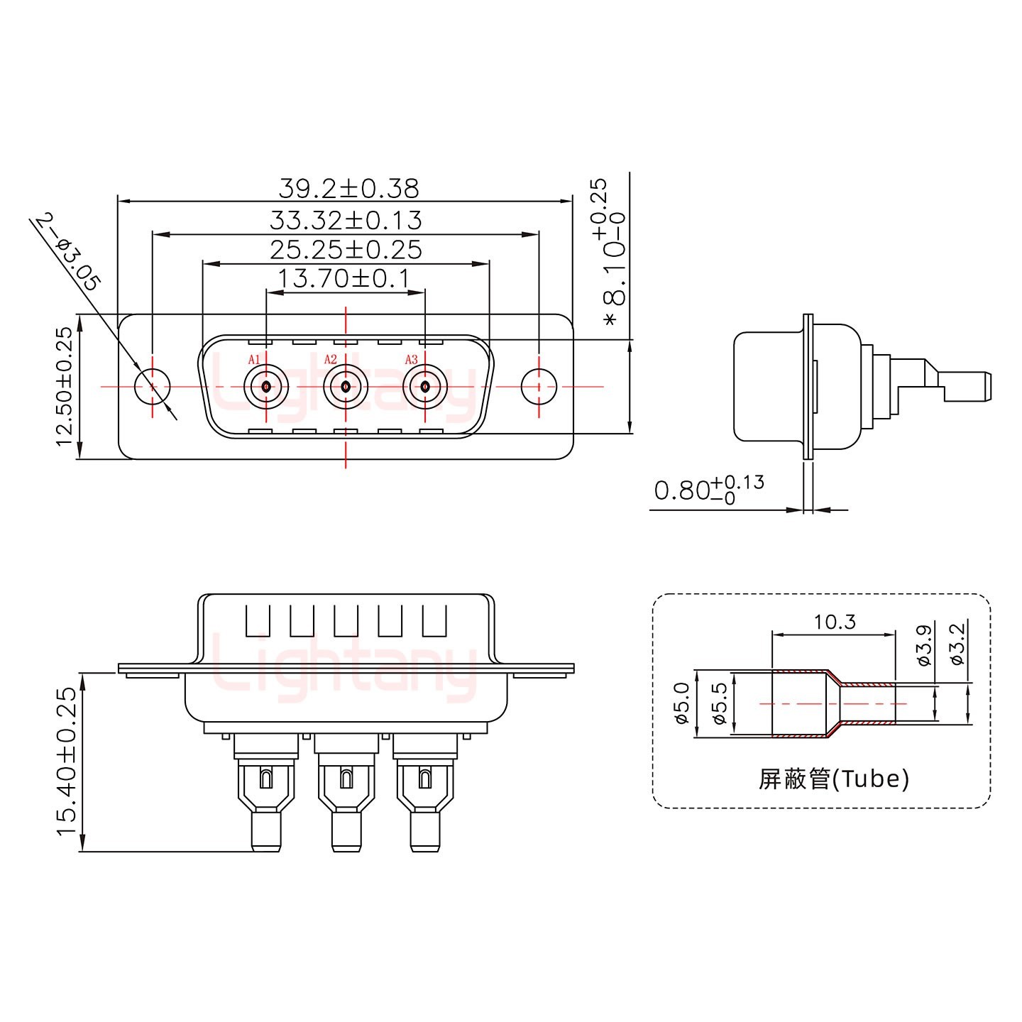 3W3公頭焊線(xiàn)+防水接頭/線(xiàn)徑5~11mm/射頻同軸75歐姆