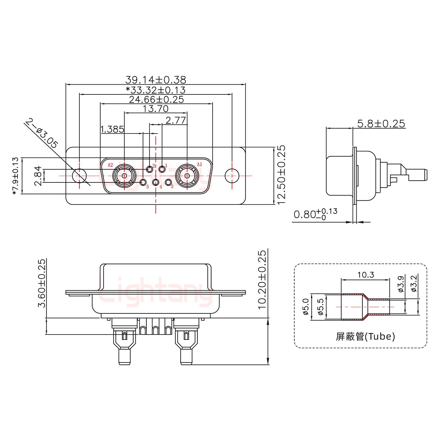 7W2母頭焊線+防水接頭/線徑5~11mm/射頻同軸75歐姆