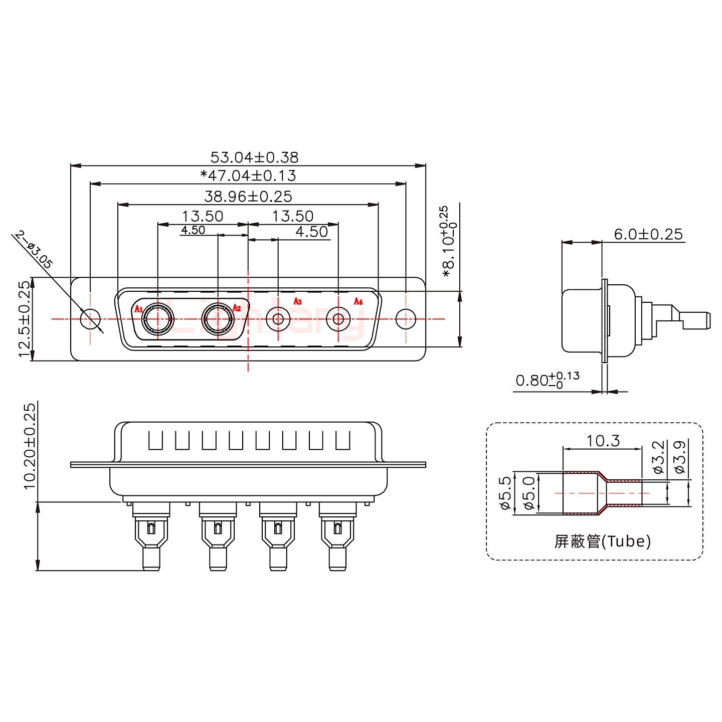 4V4公頭焊線+防水接頭/線徑10~16mm/射頻同軸75歐姆