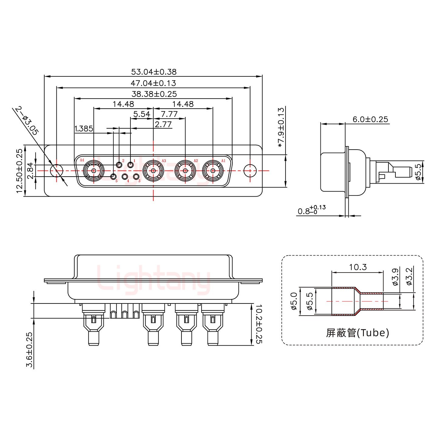 9W4母頭焊線+防水接頭/線徑10~16mm/射頻同軸75歐姆