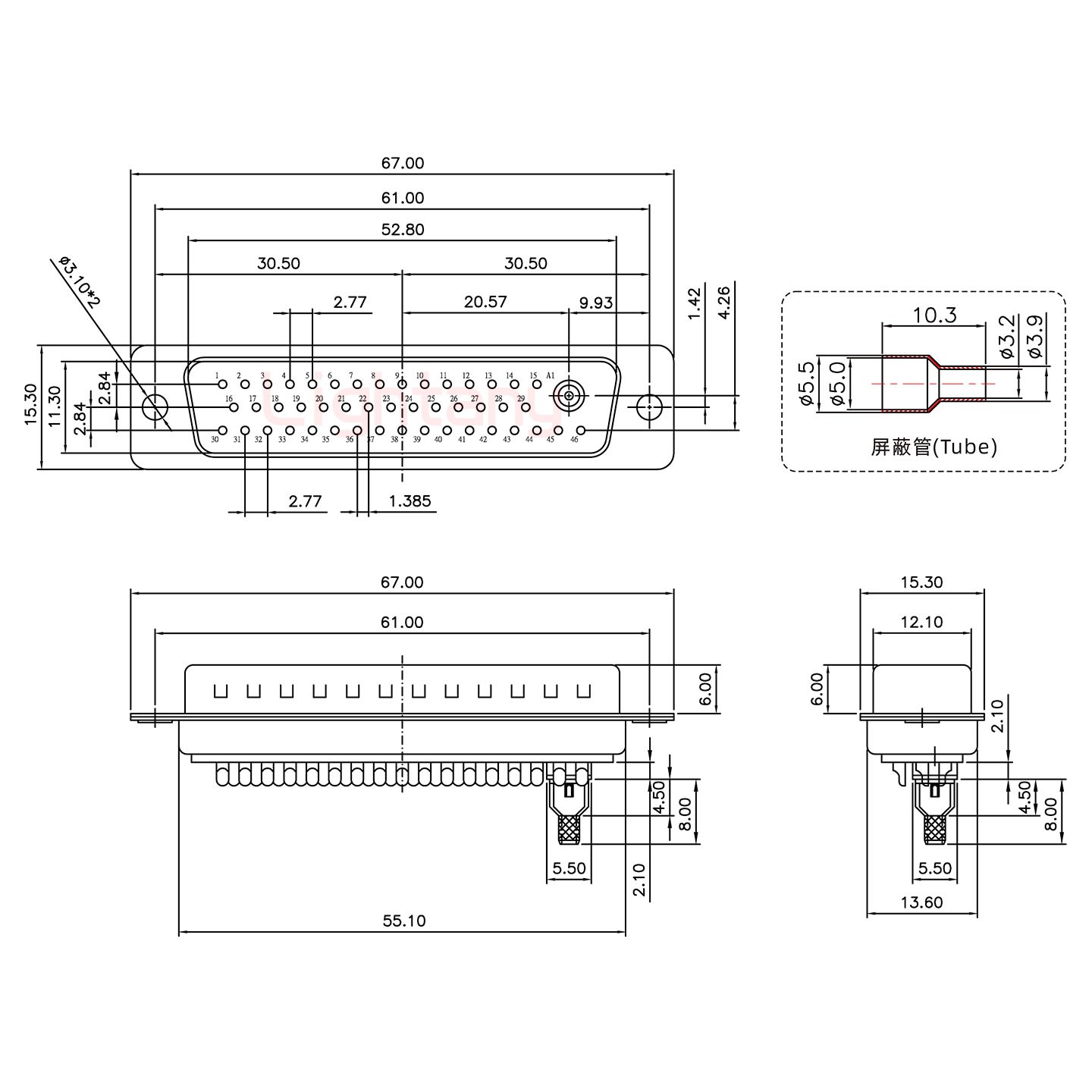 47W1公頭焊線+防水接頭/線徑5~11mm/射頻同軸75歐姆