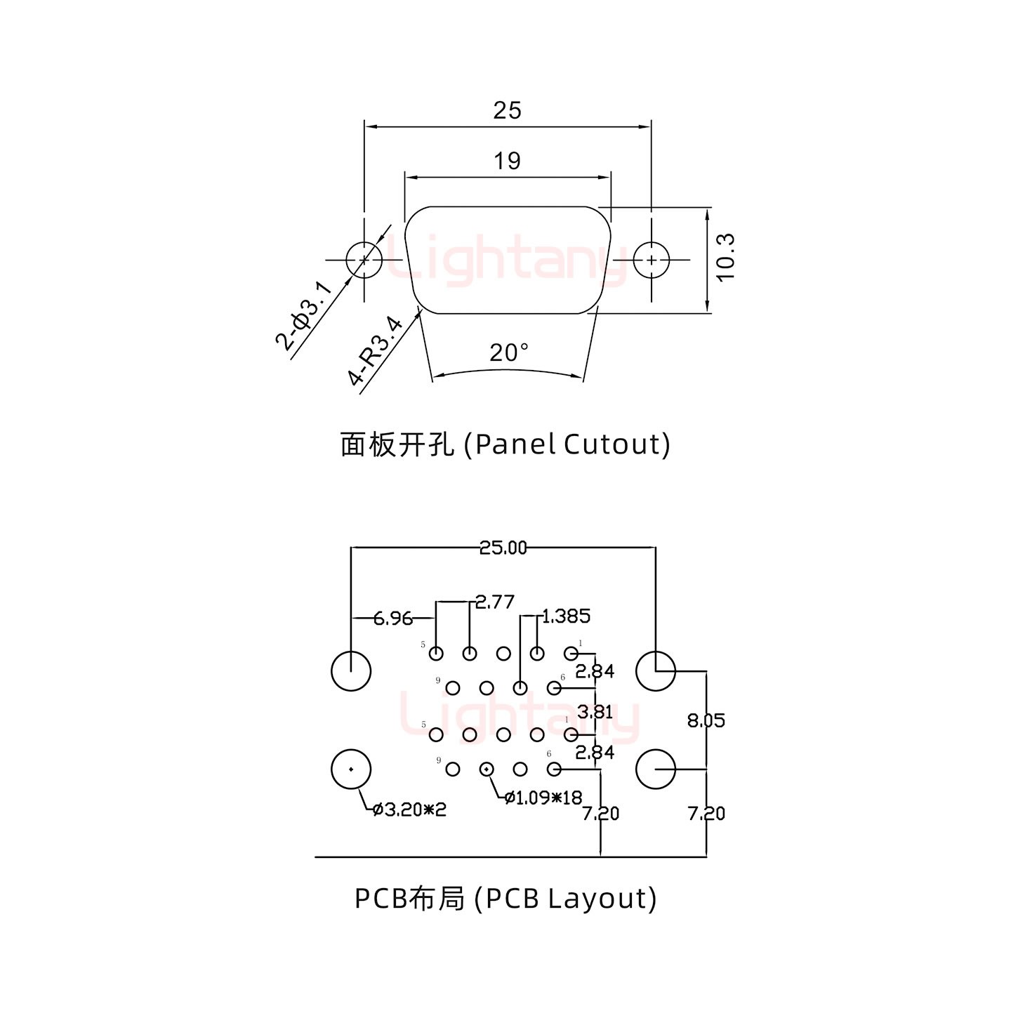 DR9 母對母 間距15.88 車針雙胞胎 D-SUB連接器