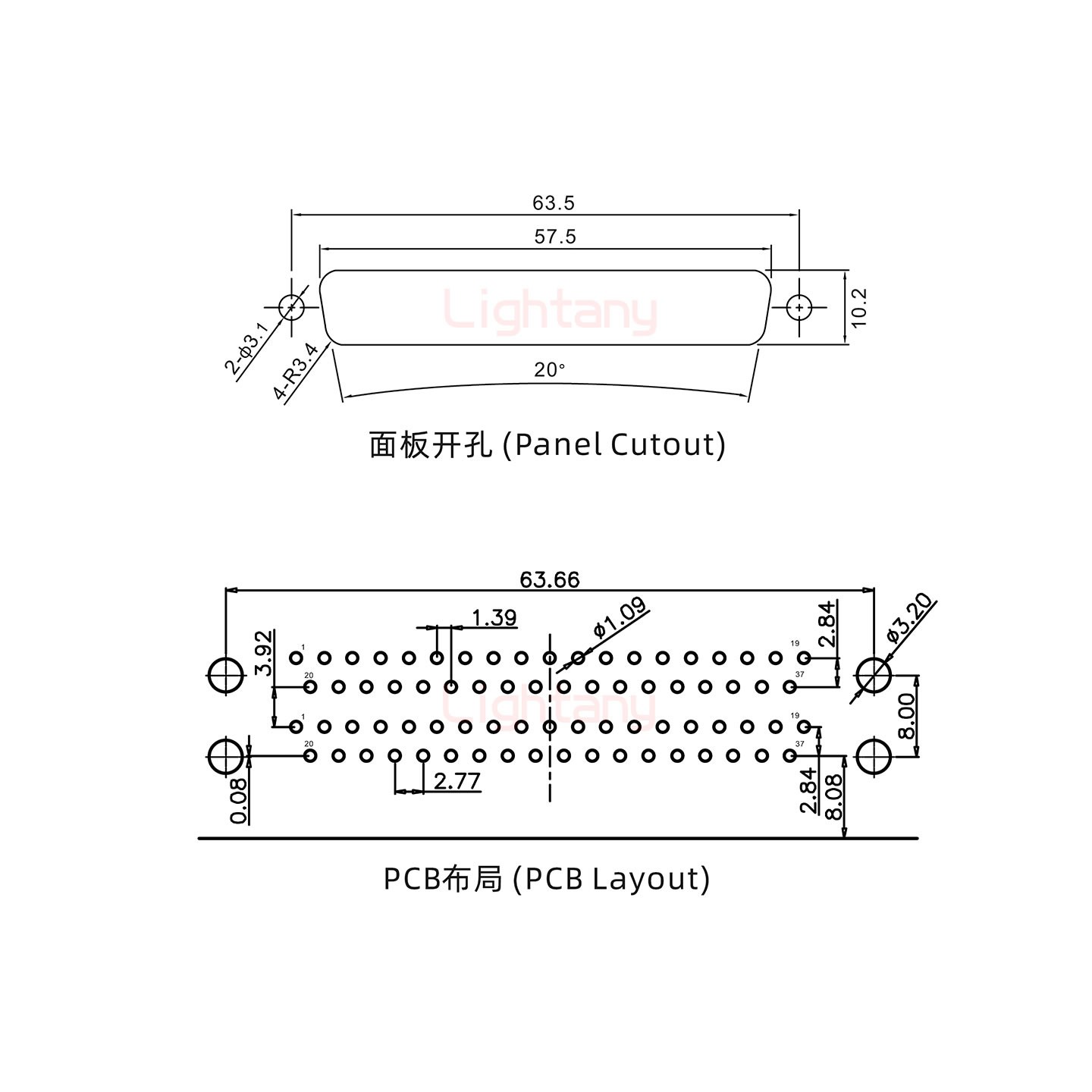 DR37公對公 間距19.05 雙胞胎沖針 D-SUB連接器