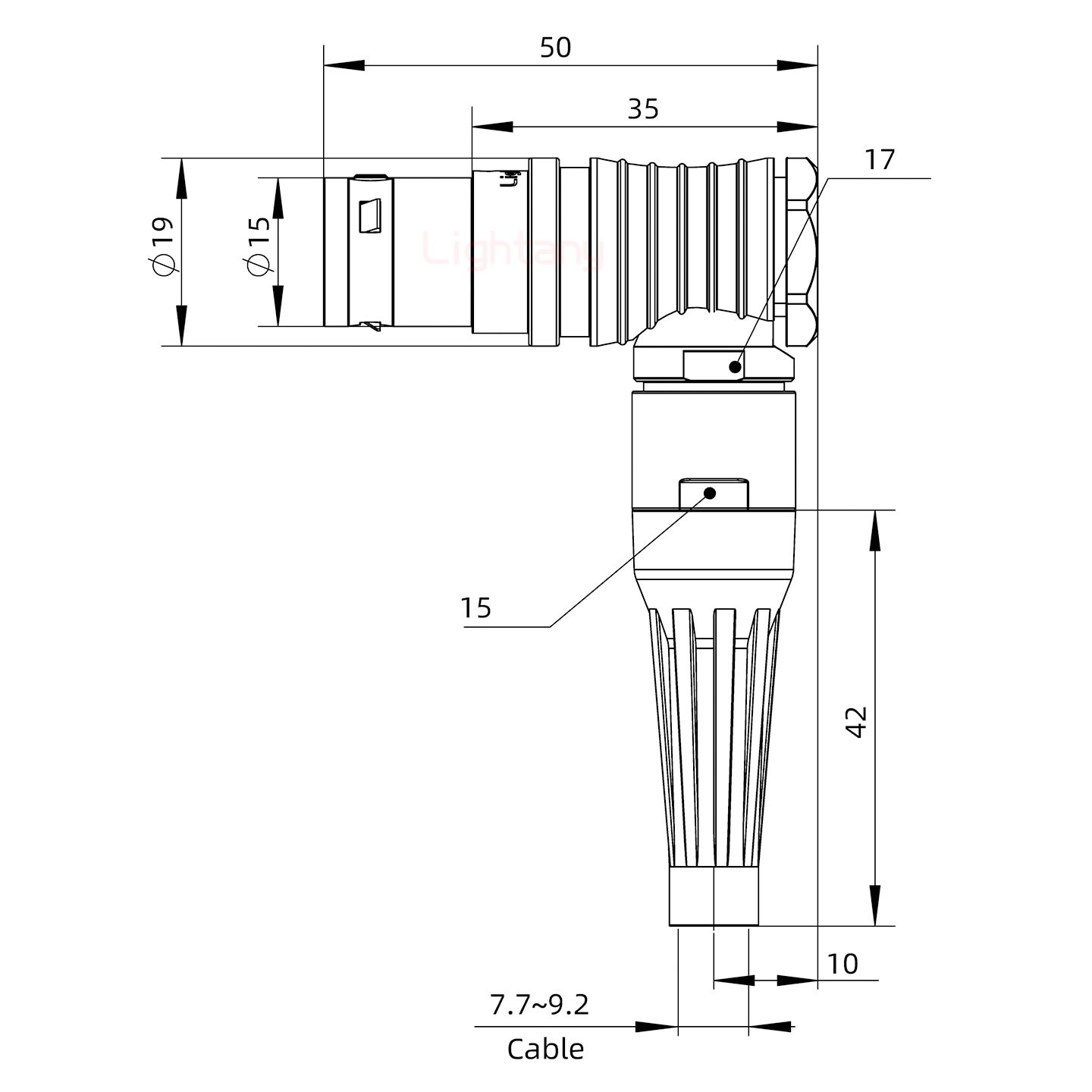 FHG.3B.022.CLAD92Z帶護套彎式插頭