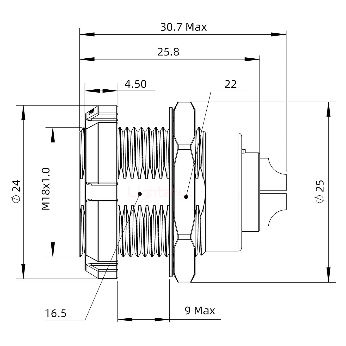 ECG.3B.005.CLL雙螺母插座 焊線