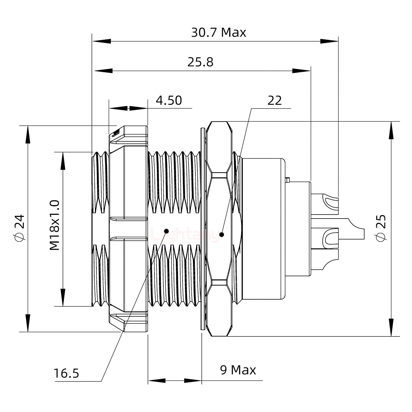 ECG.3B.006.CLL雙螺母插座 焊線