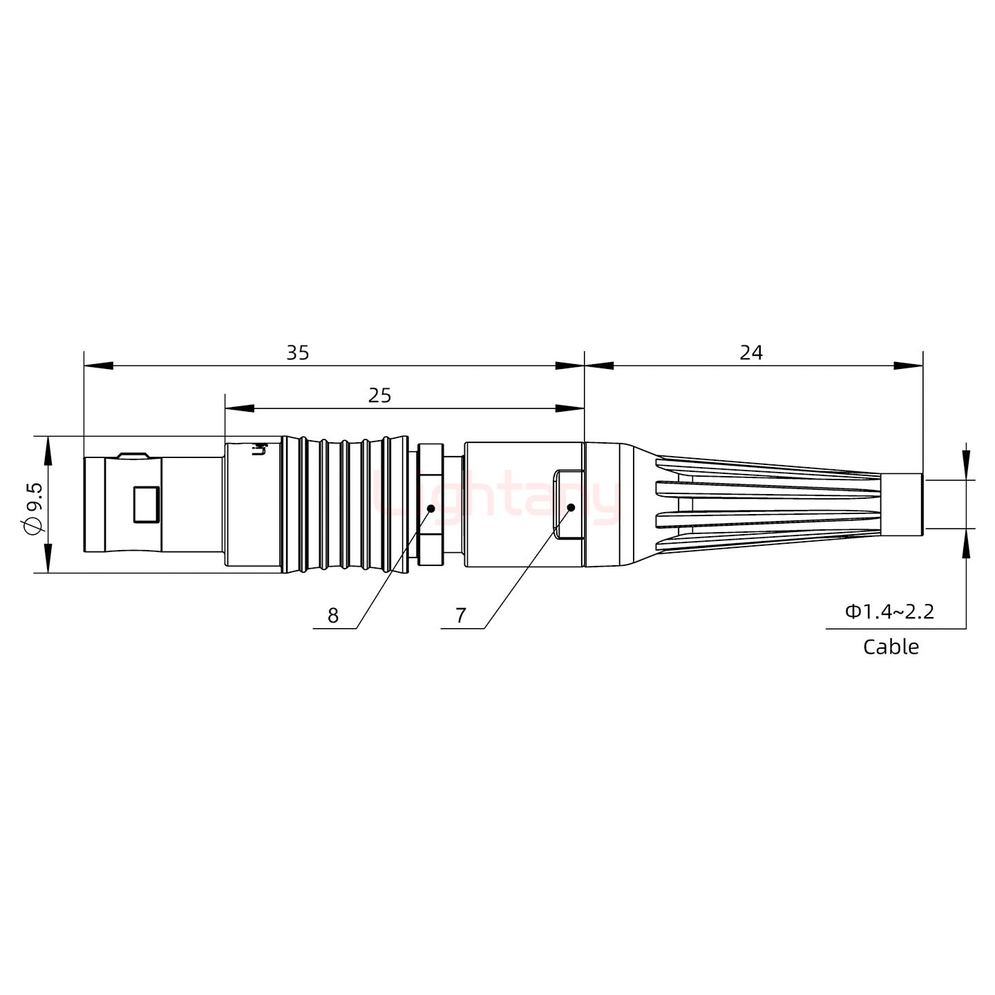 FGG.0B.004.CLAD21Z帶護套直式插頭