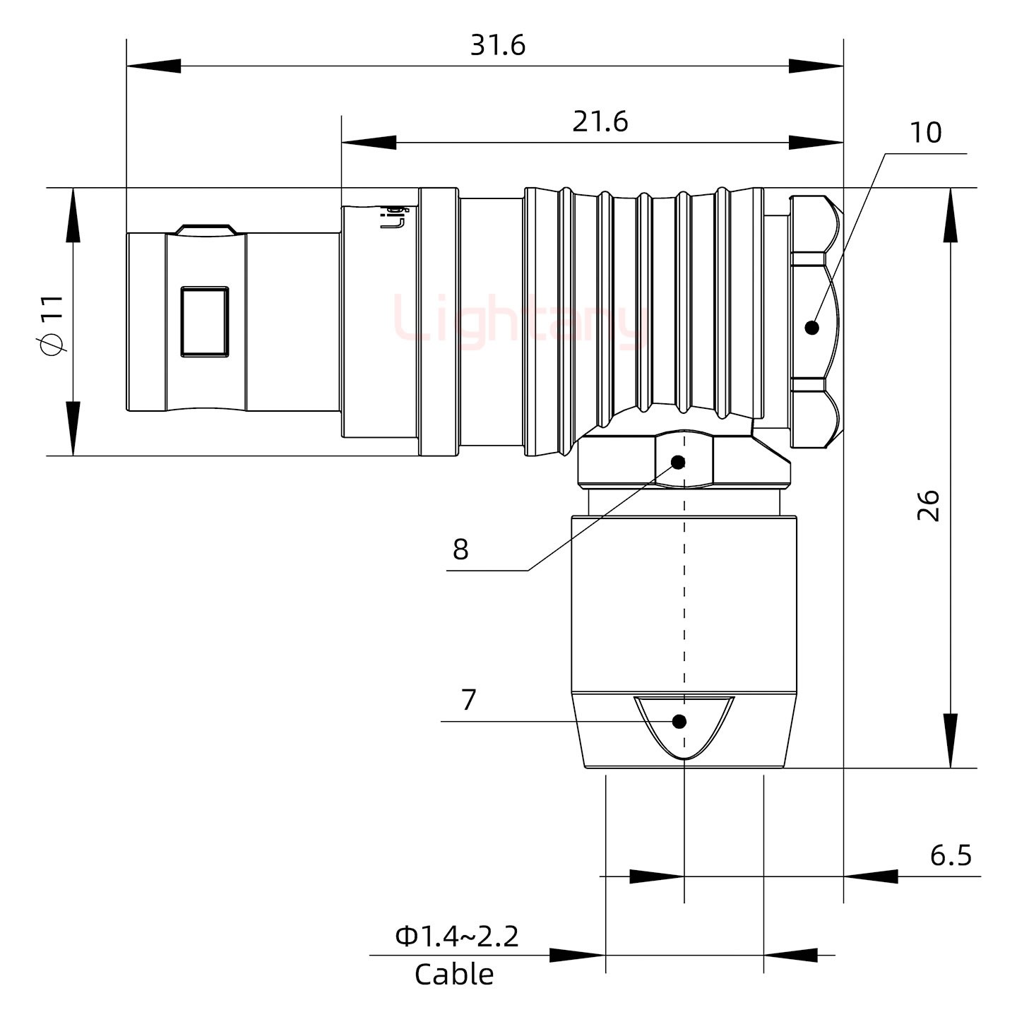 FHG.0B.003.CLAD21推拉自鎖彎式插頭