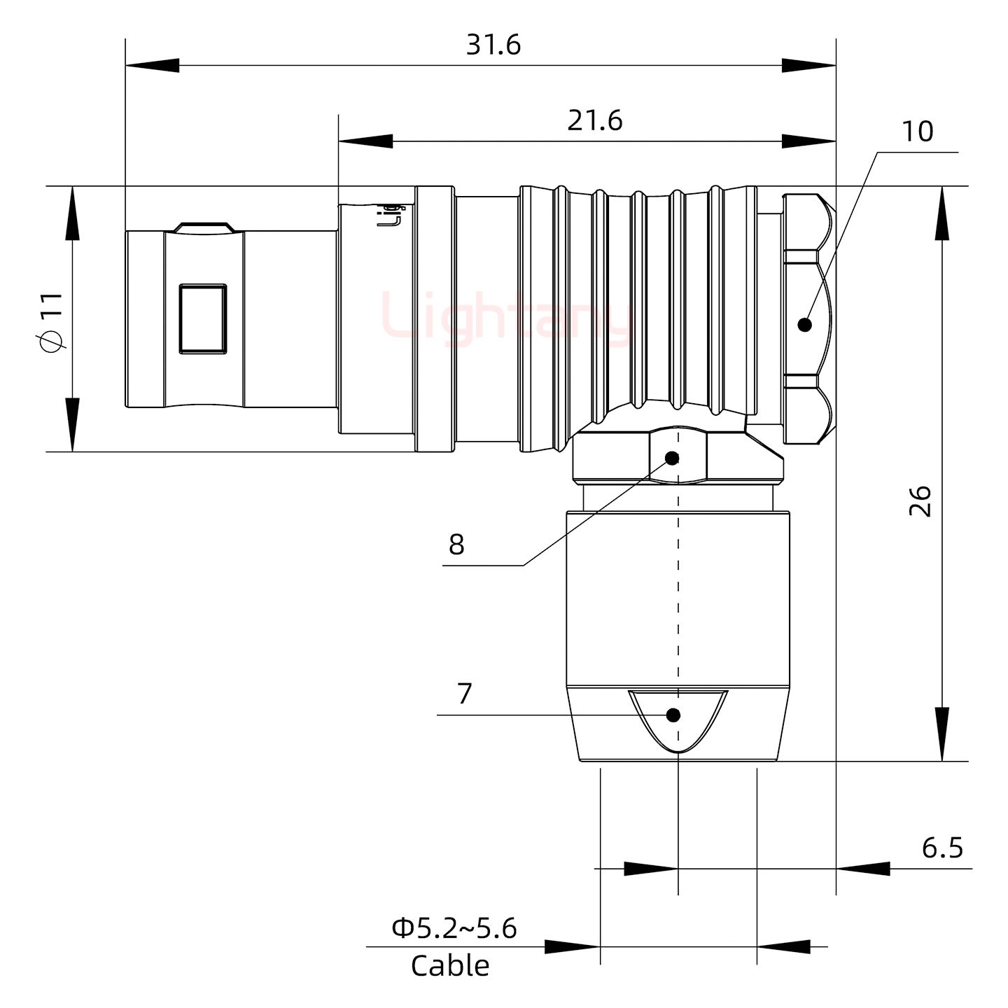 FHG.0B.007.CLAD56推拉自鎖彎式插頭