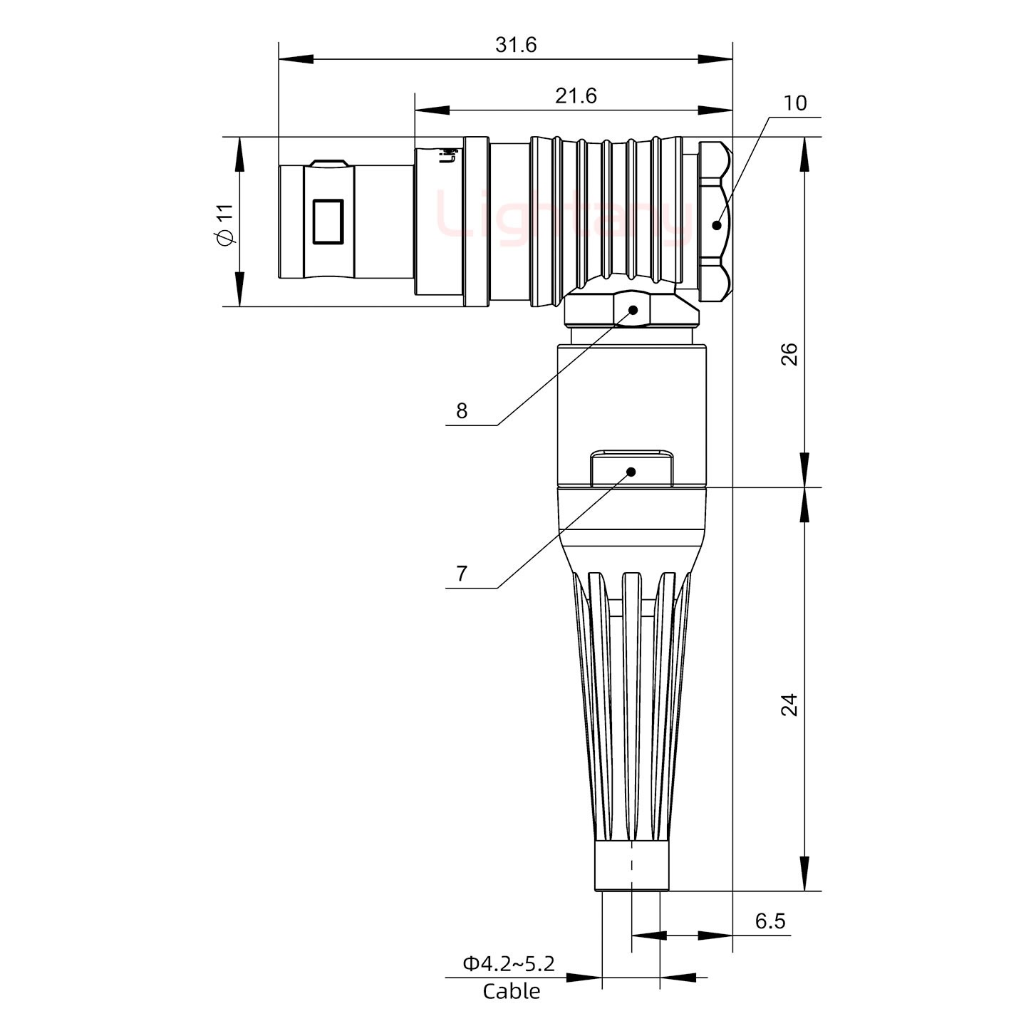 FHG.0B.002.CLAD52Z帶護套彎式插頭