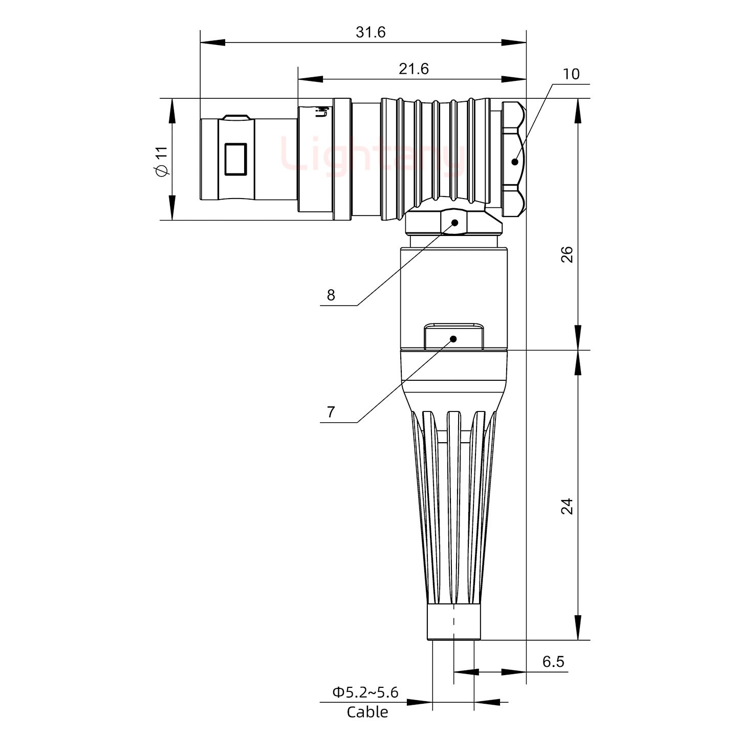 FHG.0B.002.CLAD56Z帶護套彎式插頭