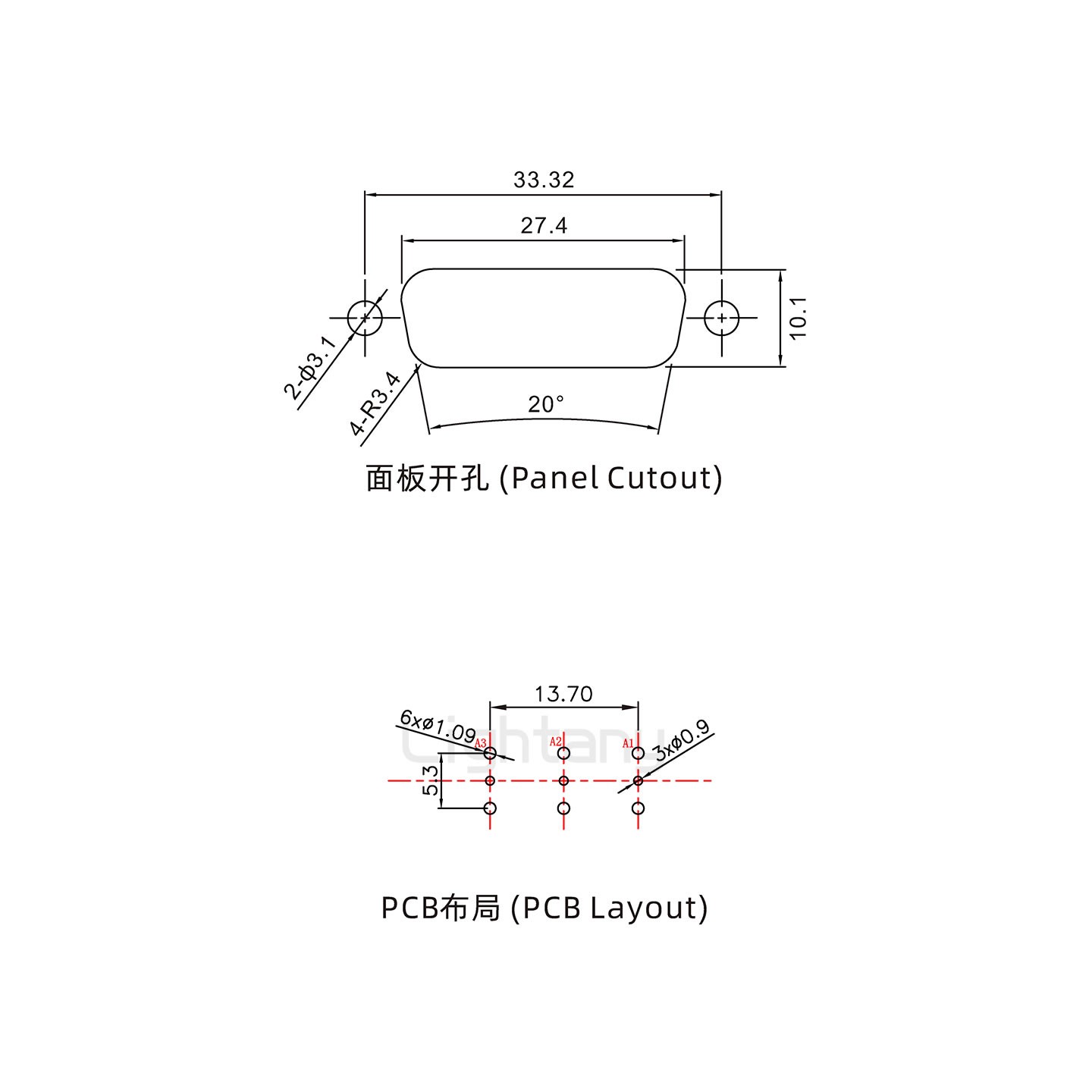 防水3W3母直插板/鎖螺絲/射頻同軸50歐姆