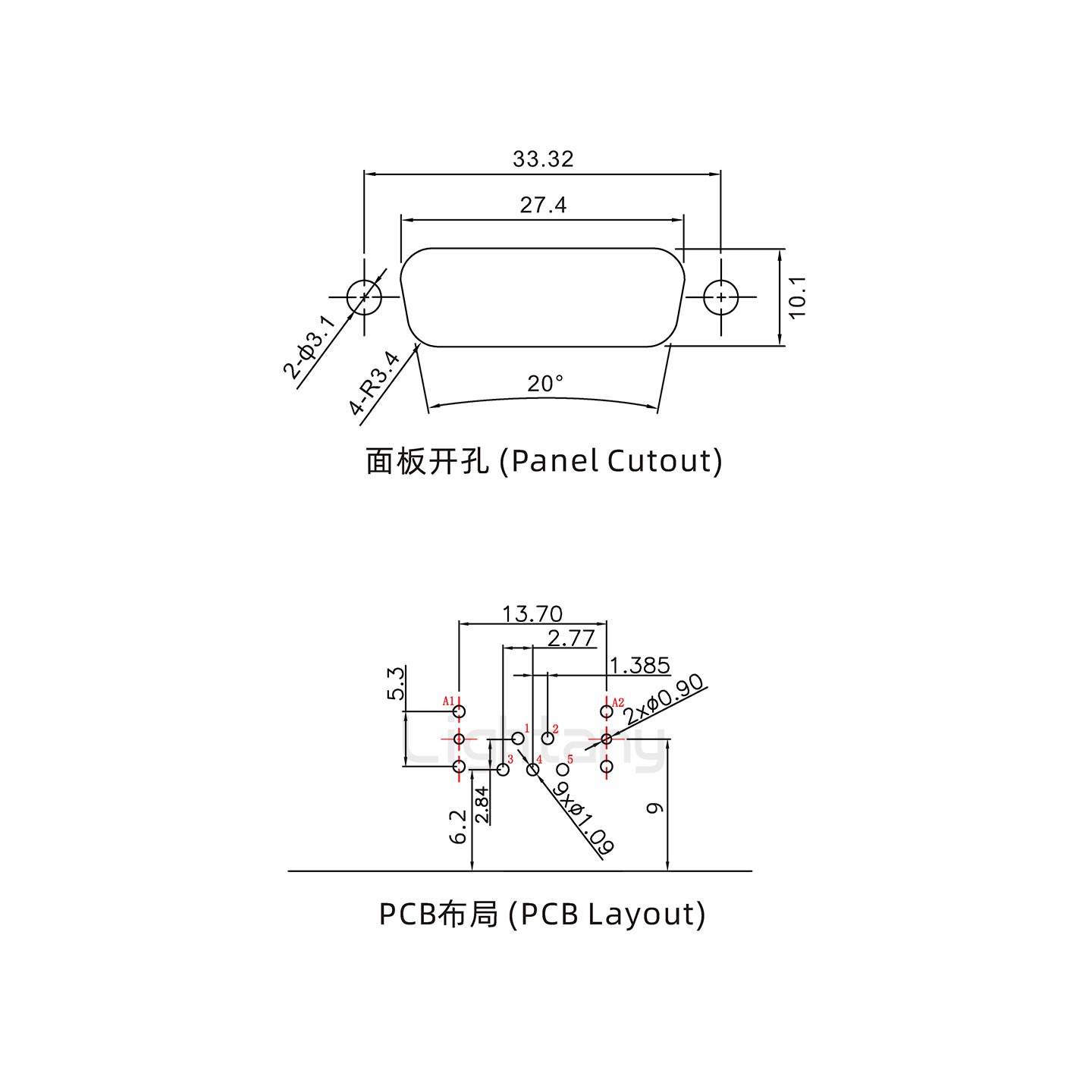 防水7W2公彎插板/鎖螺絲/射頻同軸50歐姆