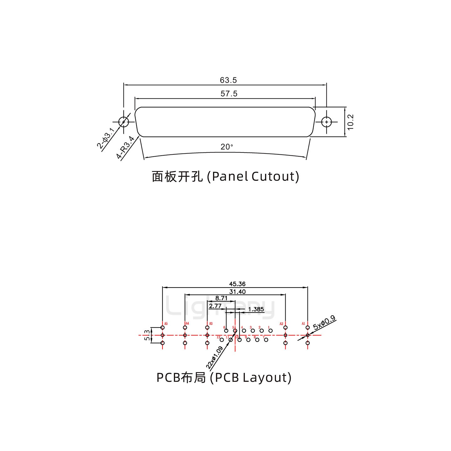 防水17W5母直插板/鎖螺絲/射頻同軸50歐姆