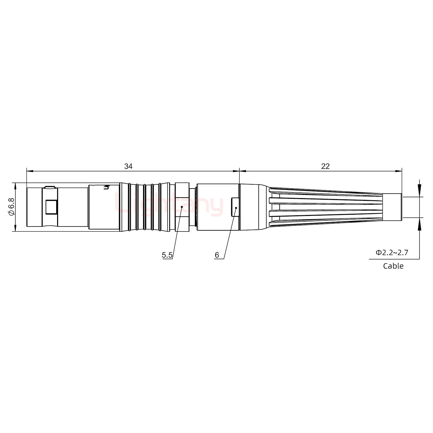 PHG.00.002.CLLD27Z推拉自鎖帶護套浮動插座