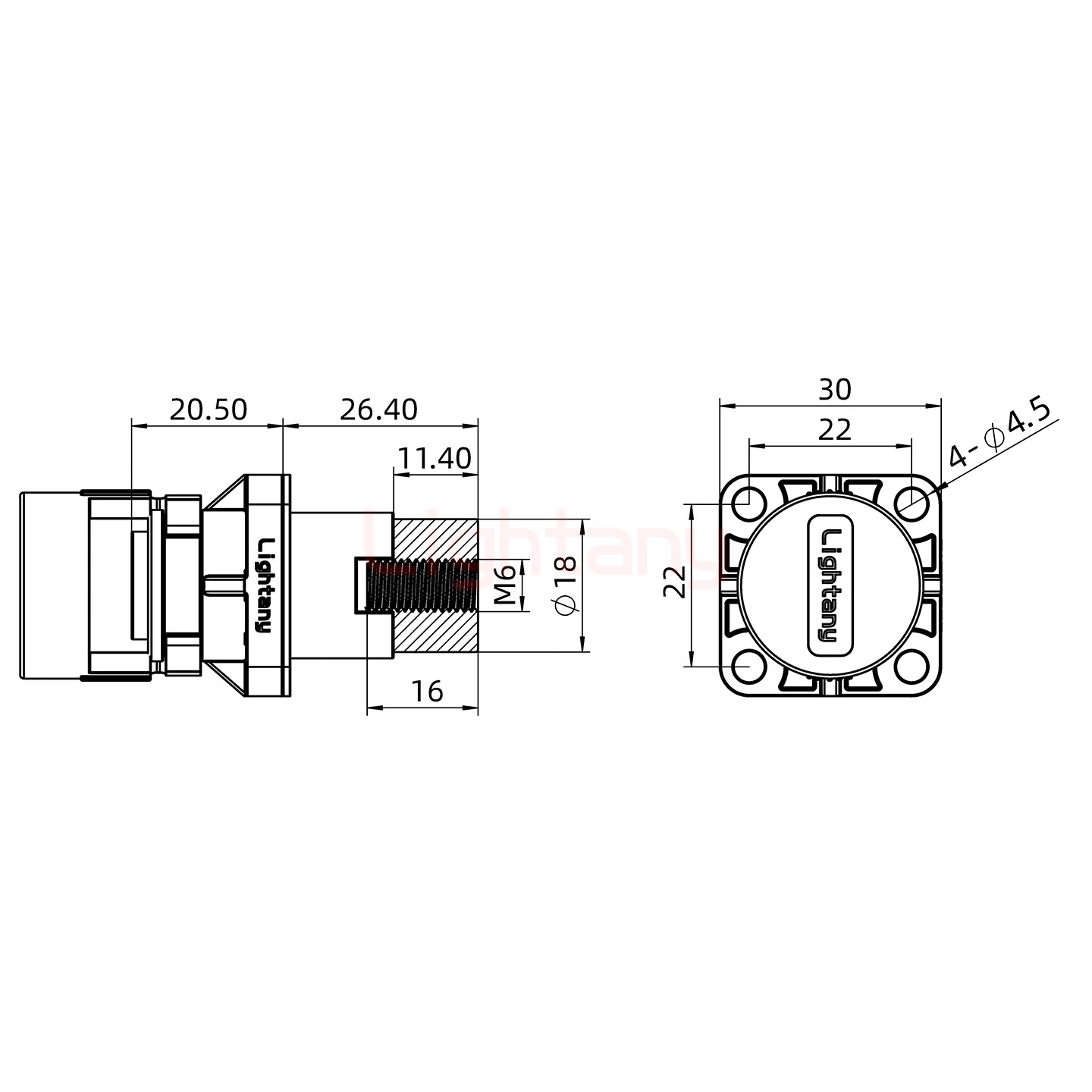 LTC1020SI-M1BL內螺紋穿墻插座 100/150/200A 黑色