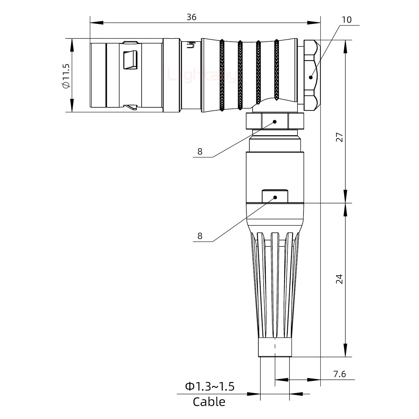 FHG.0K.002.CLAC15Z推拉自鎖帶護套彎式插頭