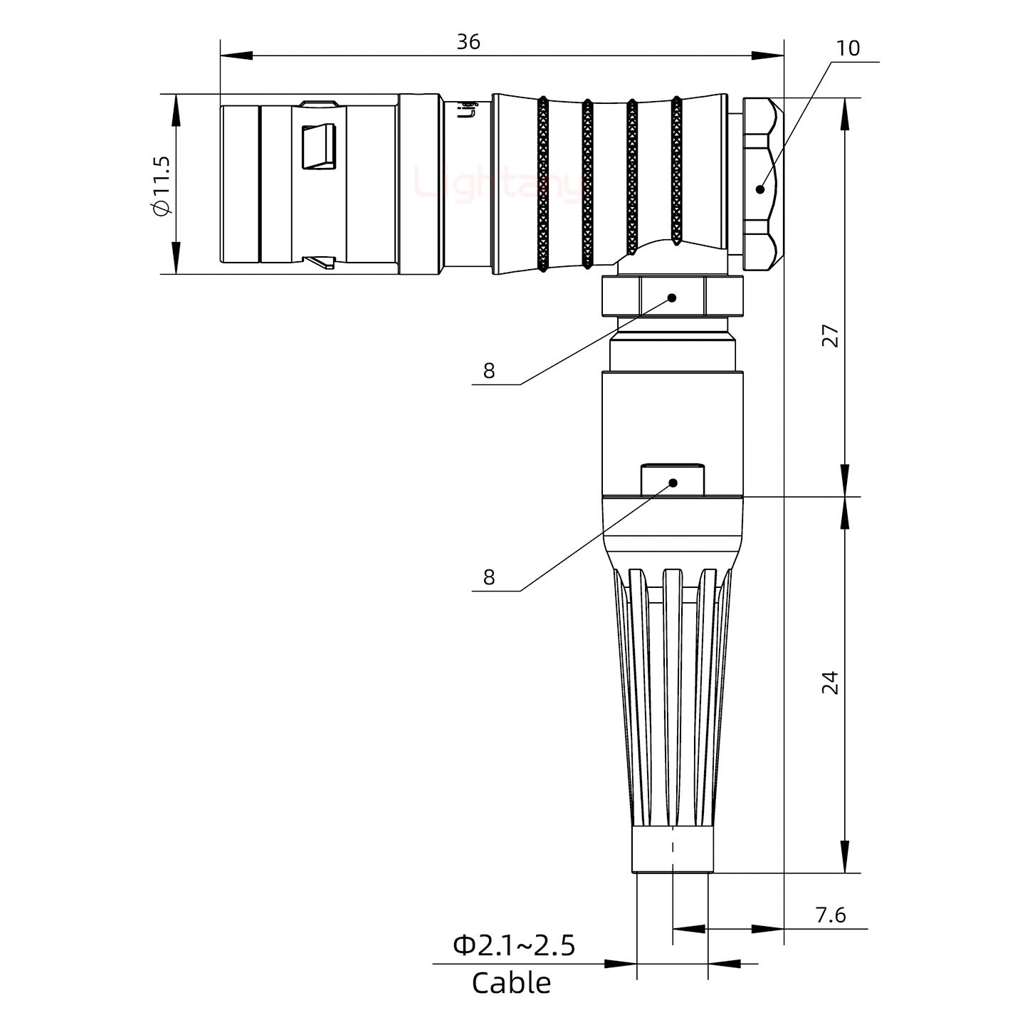 FHG.0K.002.CLAC25Z推拉自鎖帶護套彎式插頭