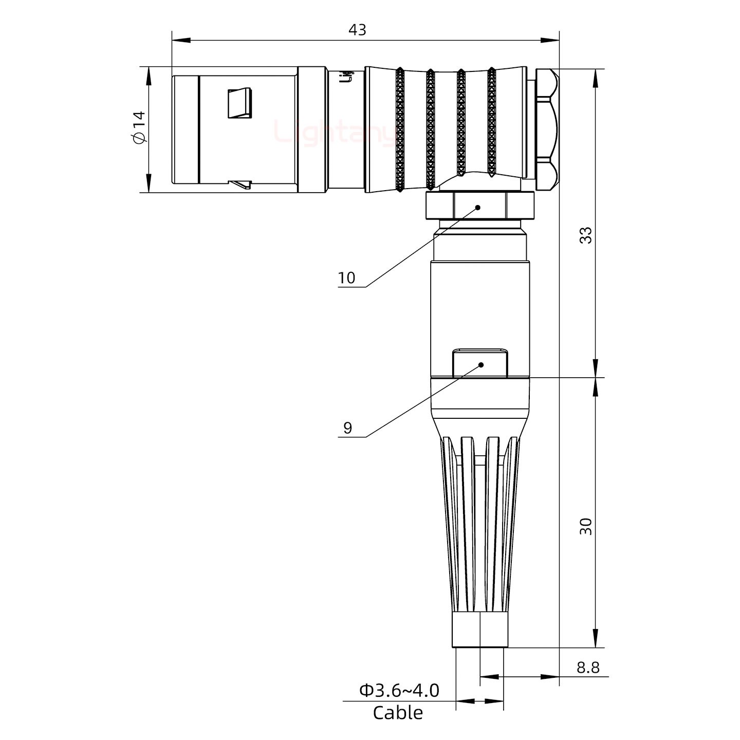 FHG.1K.003.CLAC40Z推拉自鎖帶護(hù)套彎式插頭