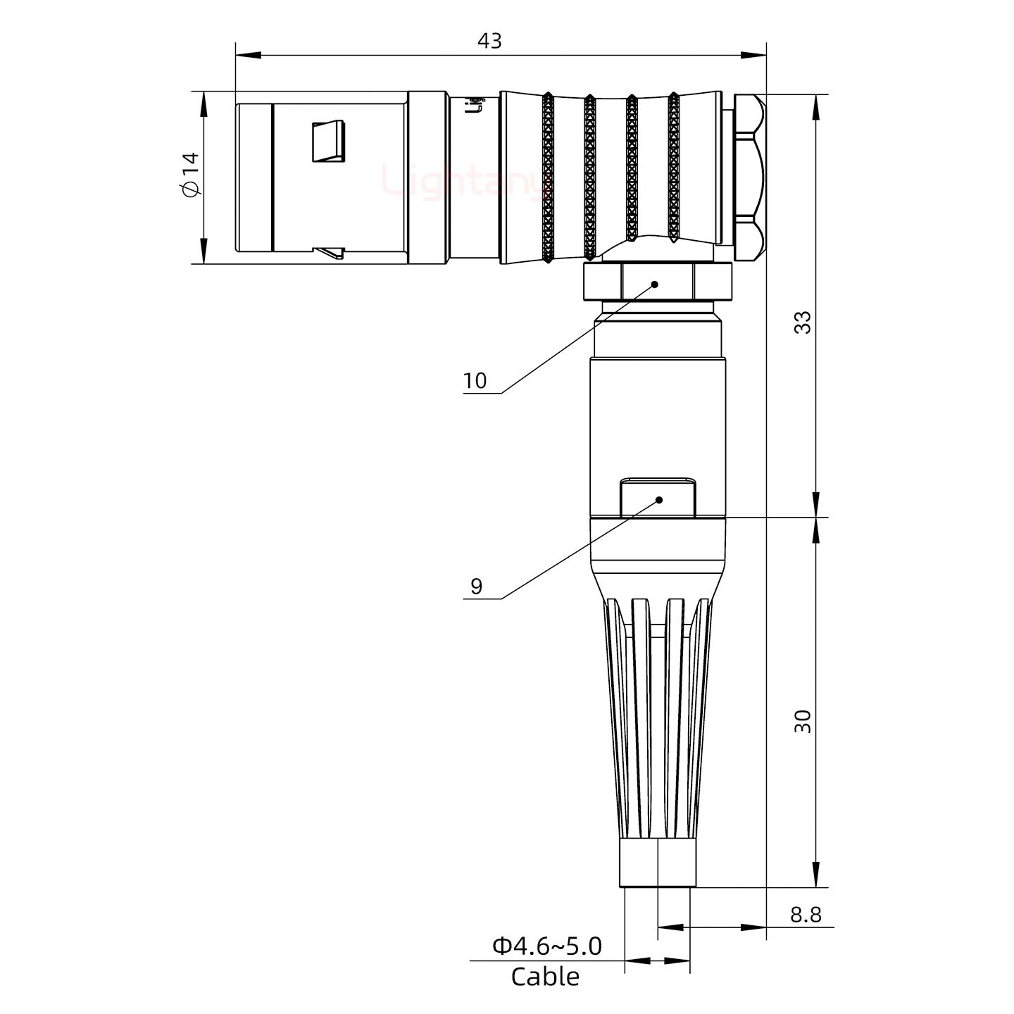 FHG.1K.004.CLAC50Z推拉自鎖帶護套彎式插頭