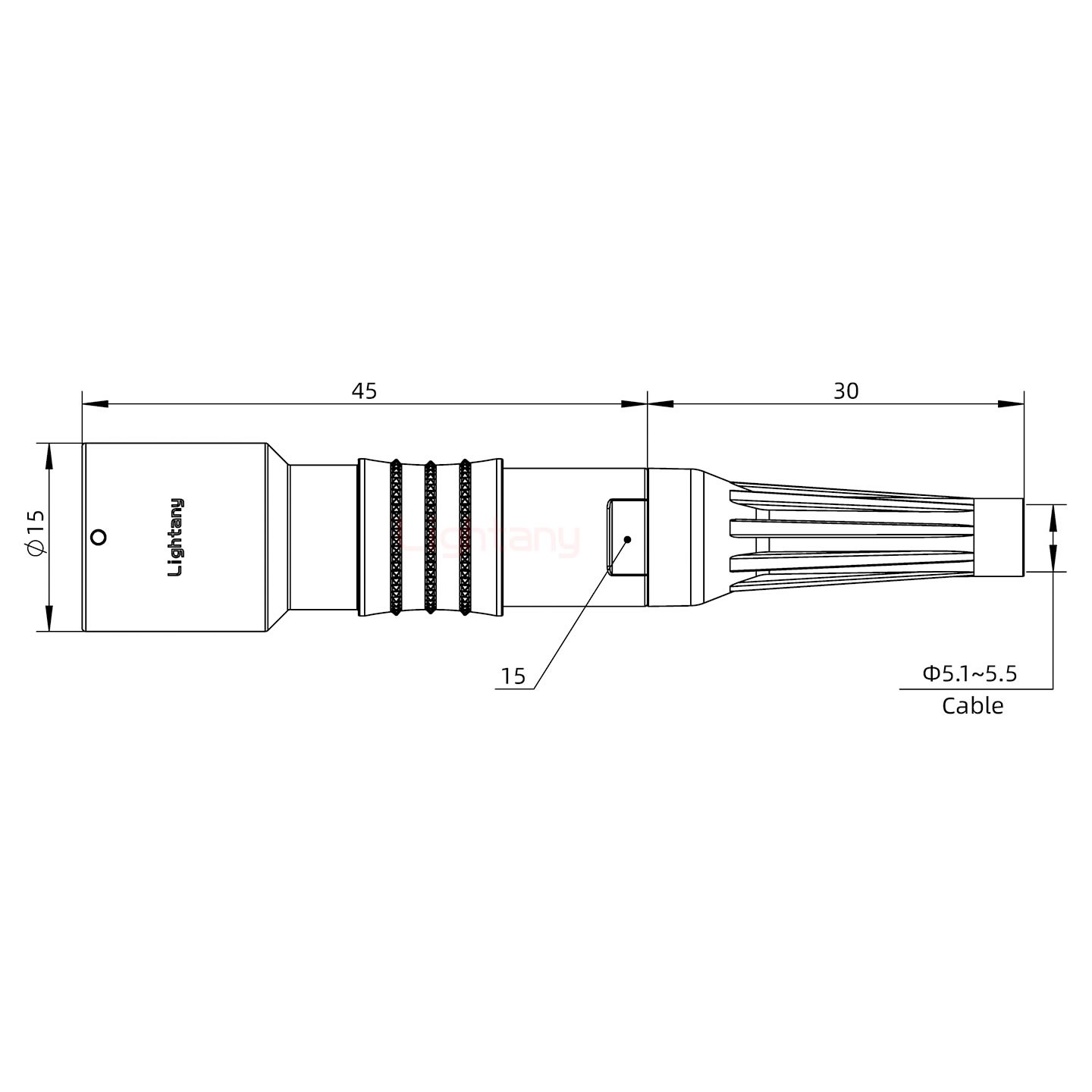 PHG.1K.004.CLAC55Z推拉自鎖帶護套浮動插座